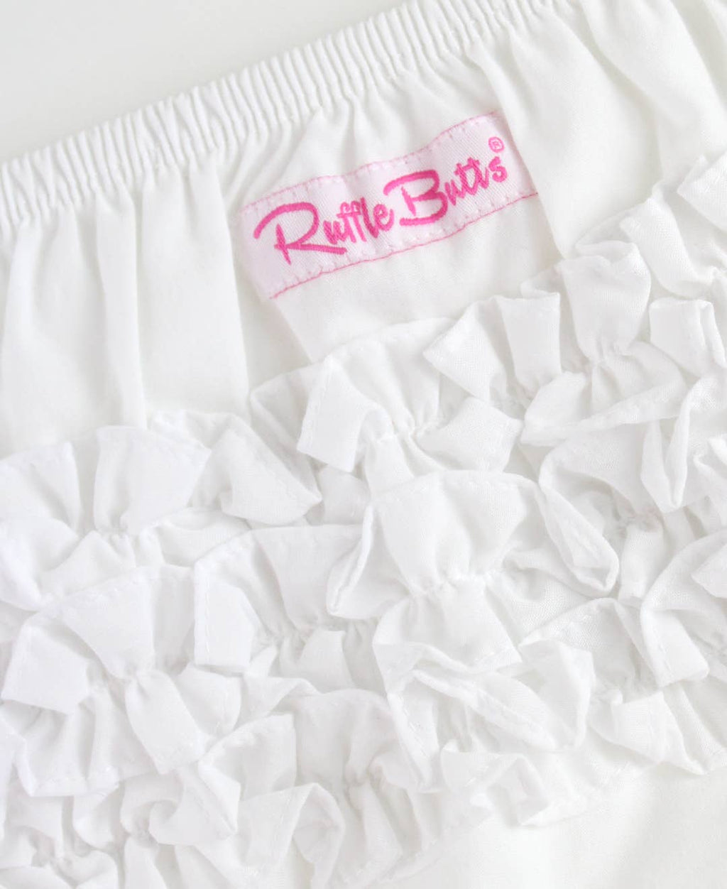 Baby Girls White Woven RuffleButt Bloomer