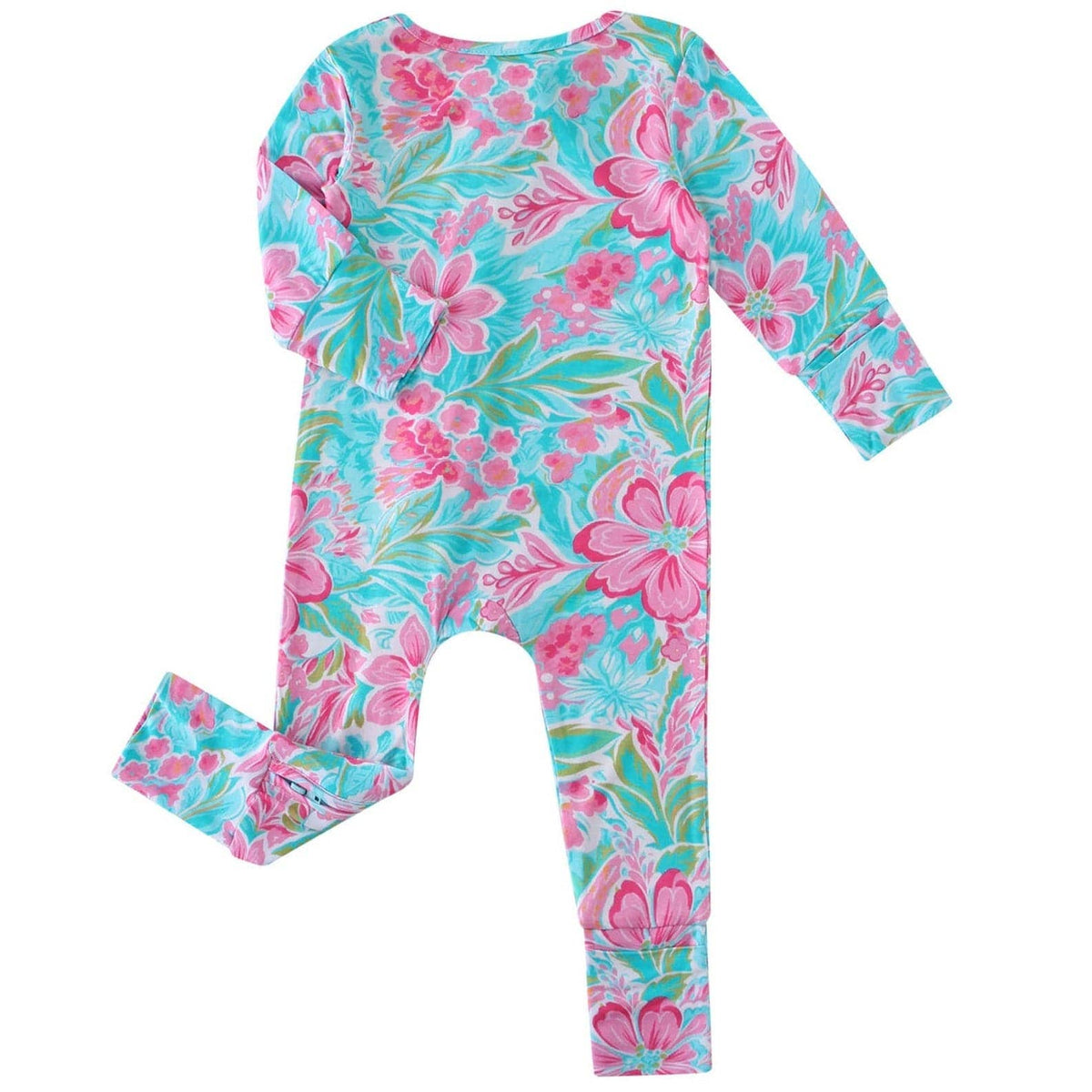 PoshTOT Summer Floral Bamboo Baby Convertible Zippy Romper
