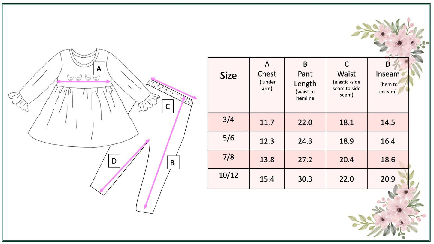 Girls Blue Polka Dot & Chicken Fall Winter Pant Set