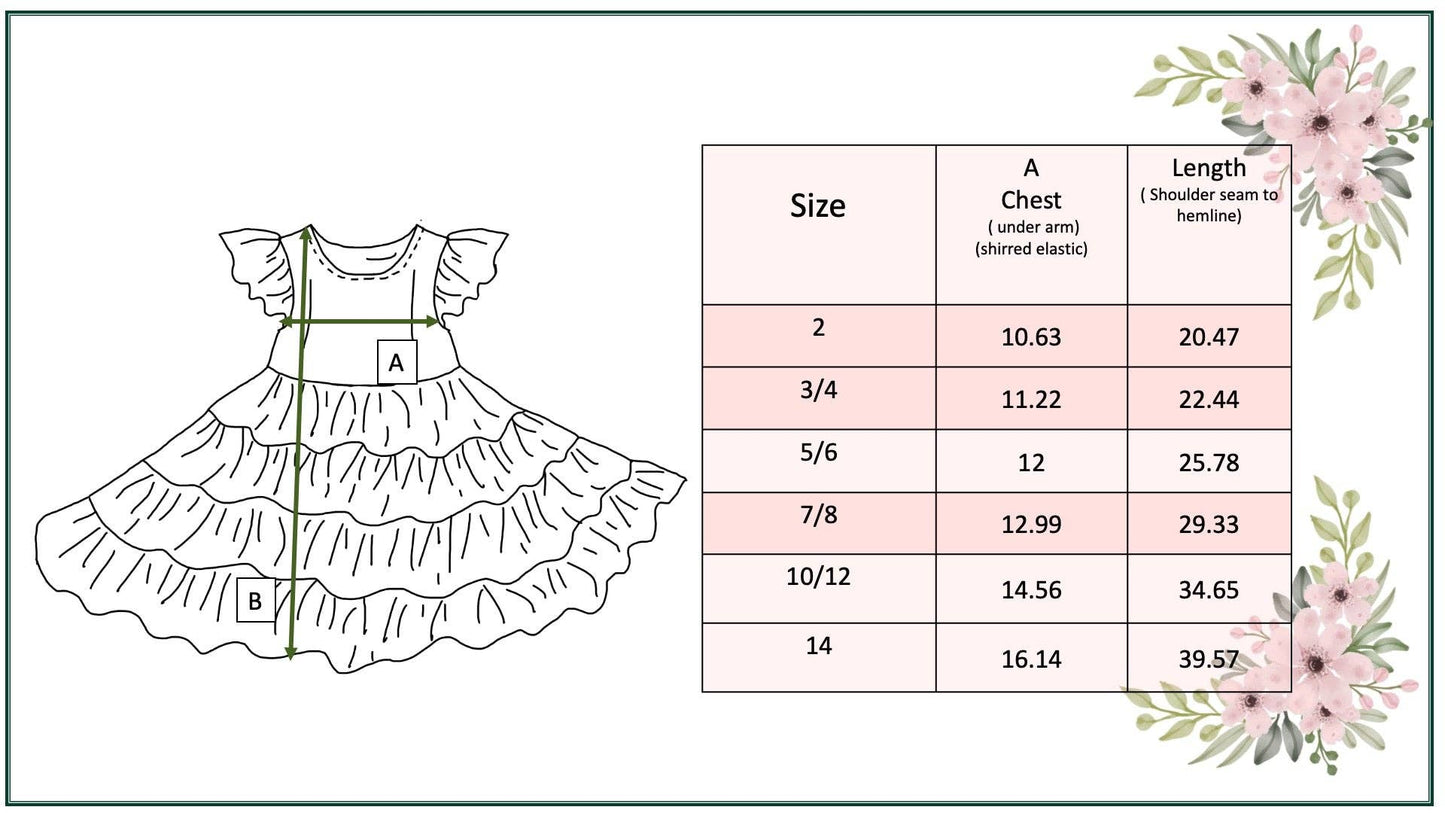 Girls Ava Periwinkle Floral Checkered Spring Tiered Dress