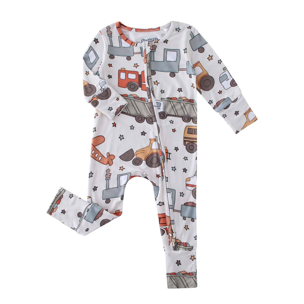 PoshTOT Cars Bamboo Baby Convertible Zippy Romper