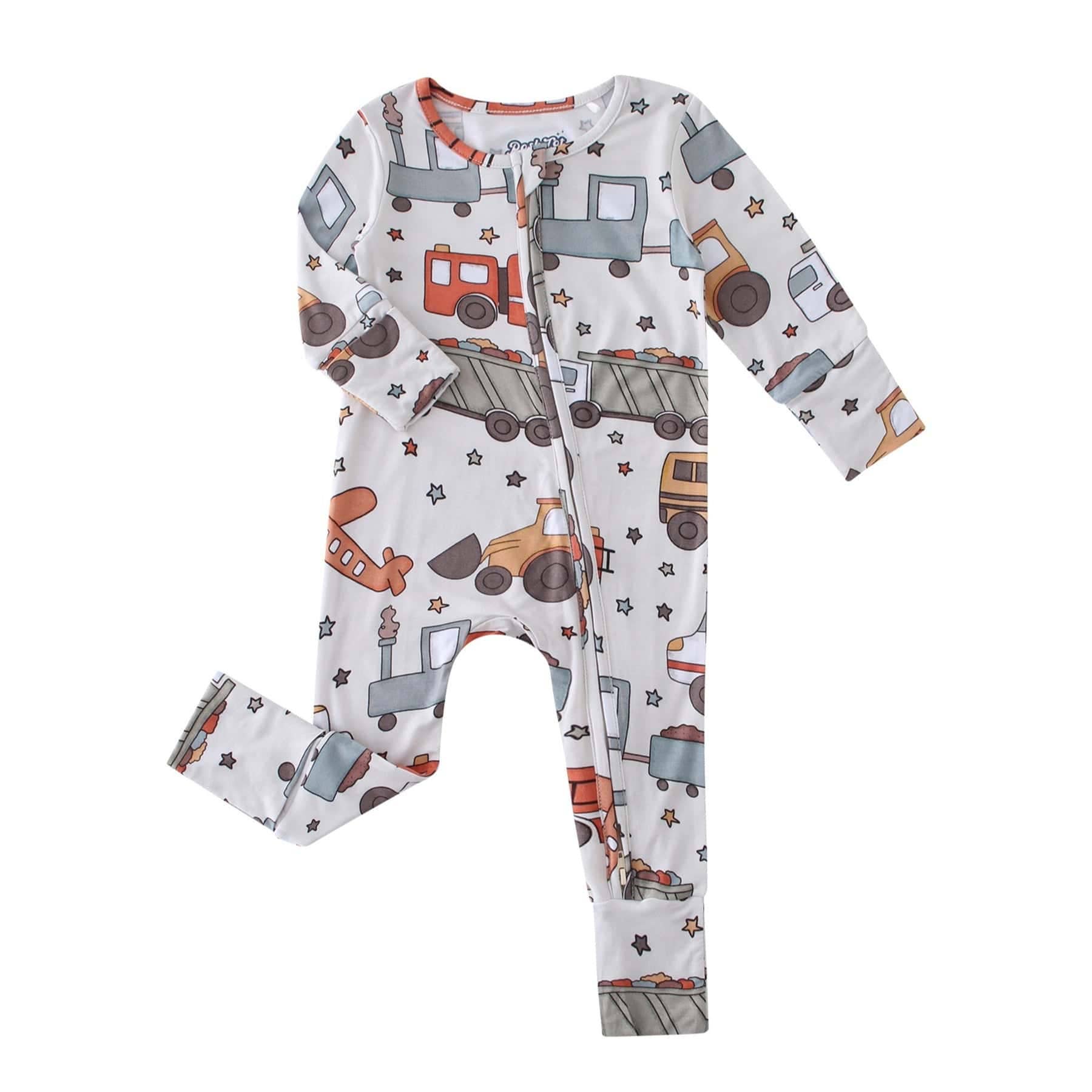 PoshTOT Cars Bamboo Baby Convertible Zippy Romper