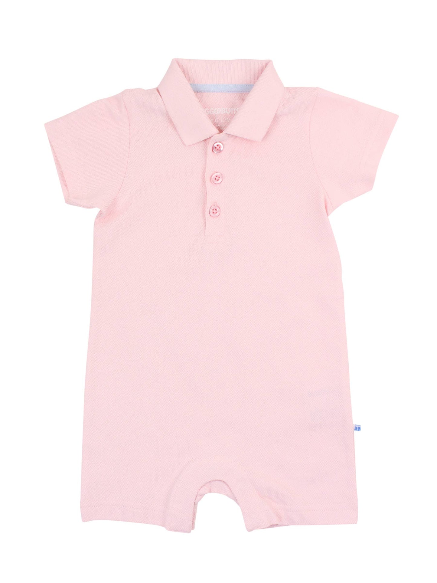 Baby Boys Pink Pique Polo Romper