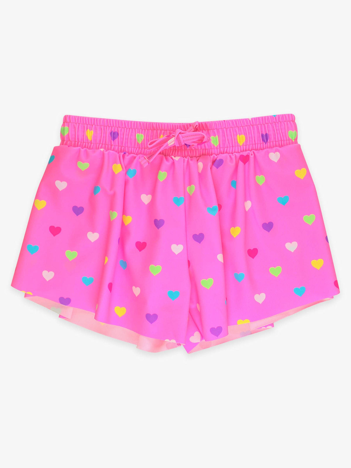 Girls Neon Pink Colorful Hearts Active Butterfly Shorts