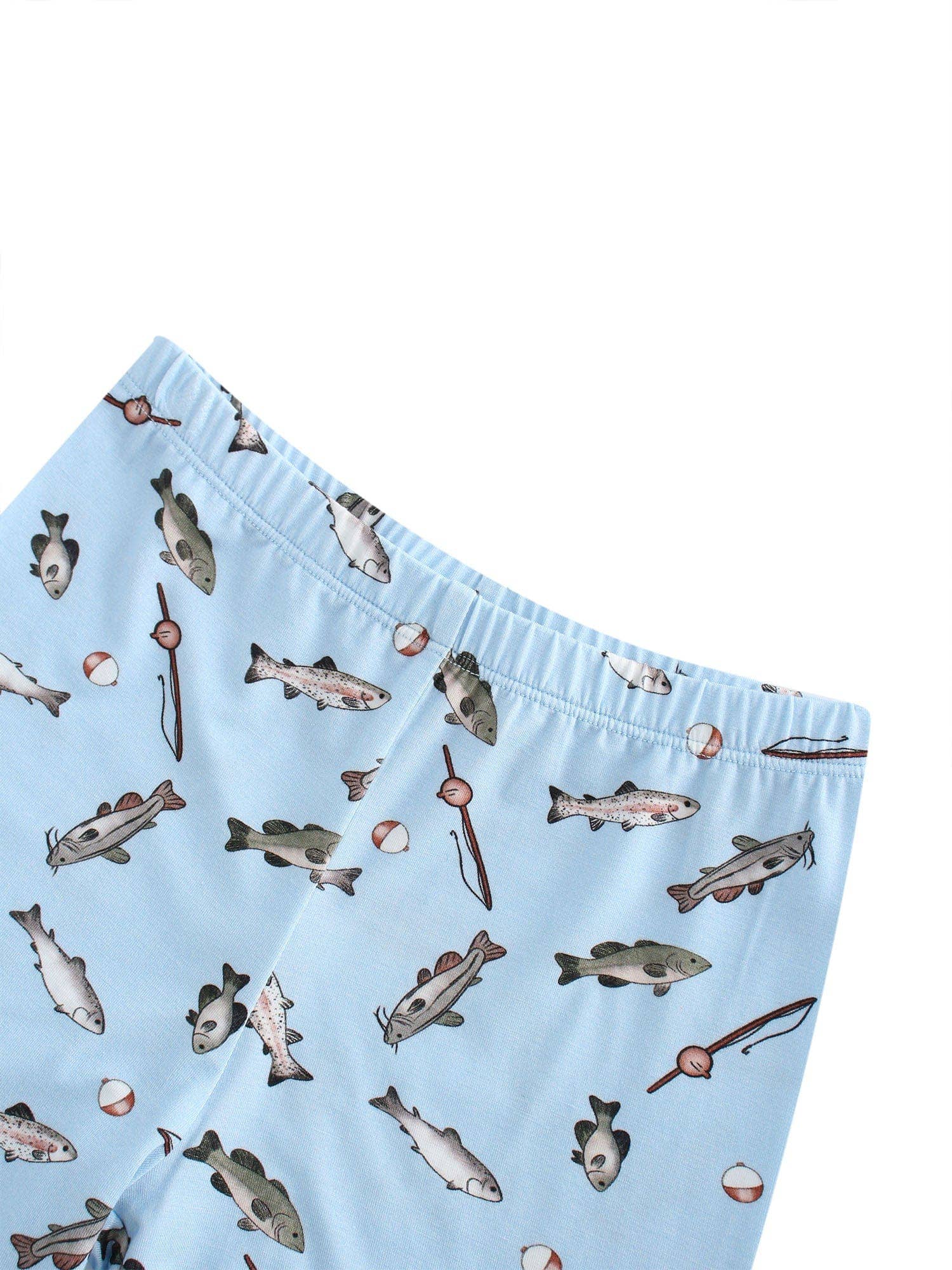 PoshTOT Blue Fish Print 2 Piece Short Sleeves PJ Set