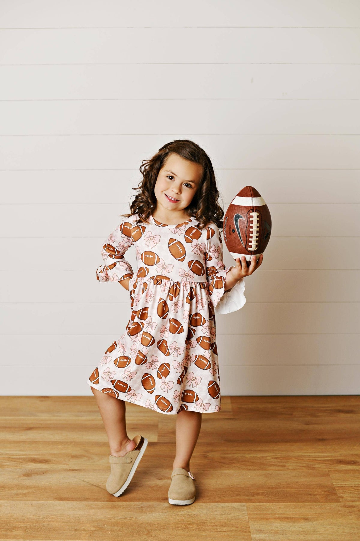 Girls Fall Emma Sideline Football Beige Sweetie Dress