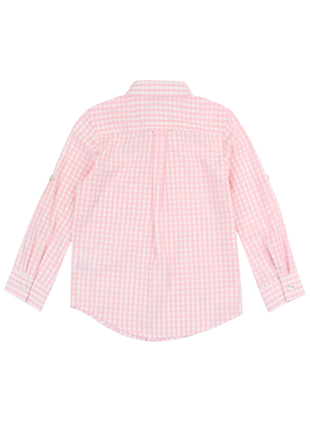 Boys Pink Gingham Check Long Sleeve Button Down Shirt