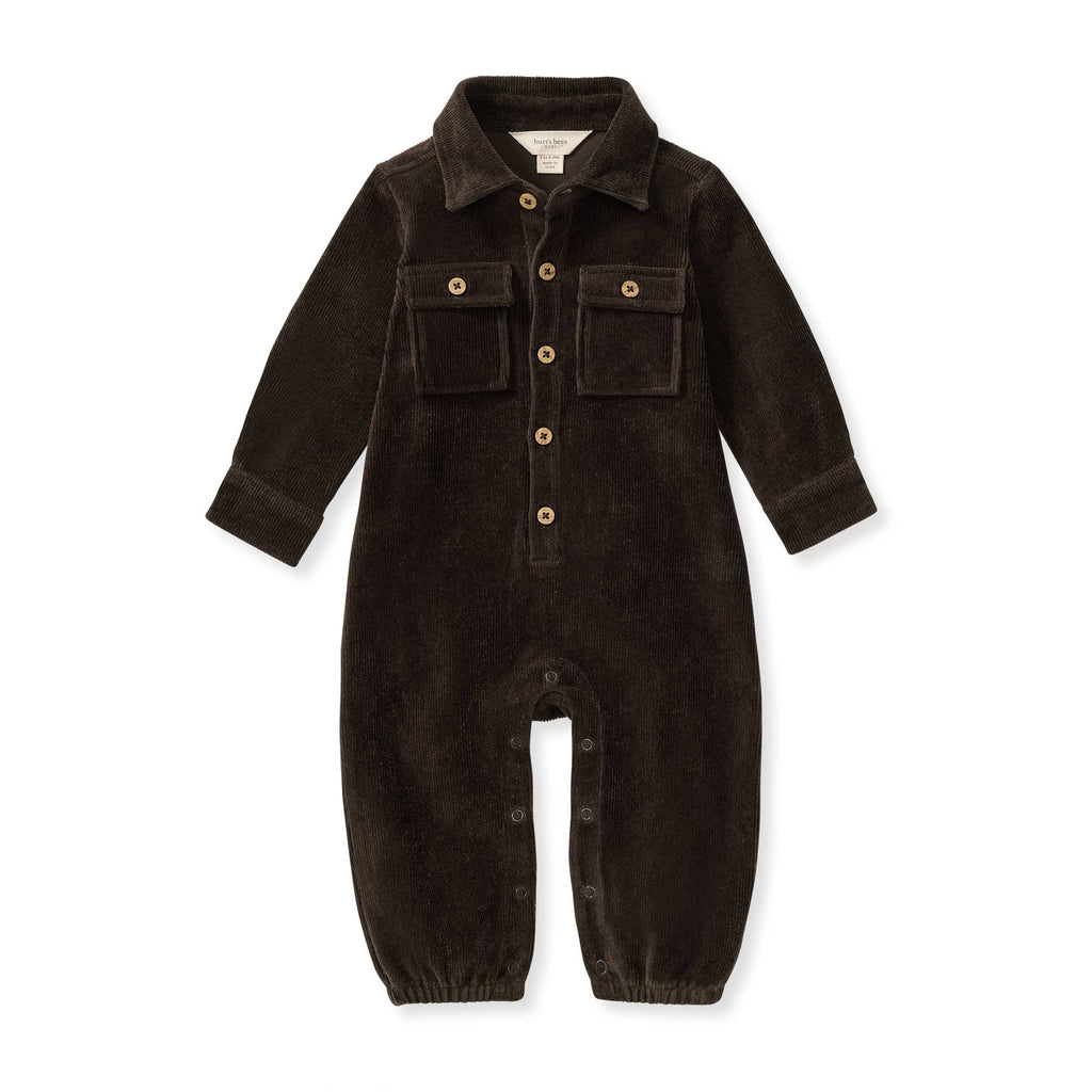 Knit Corduroy Organic Baby Boy Jumpsuit - Shadow