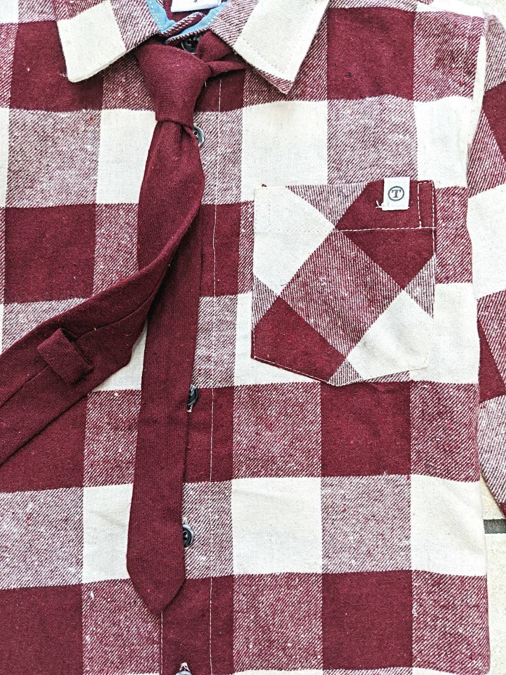 Boys Flannel Shirt with Removable Tie