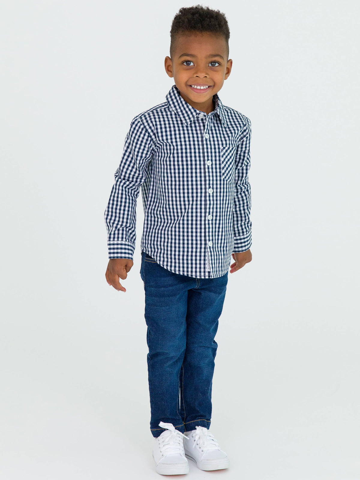 Boys Medium Wash Stretch Denim Pull-on Jeans