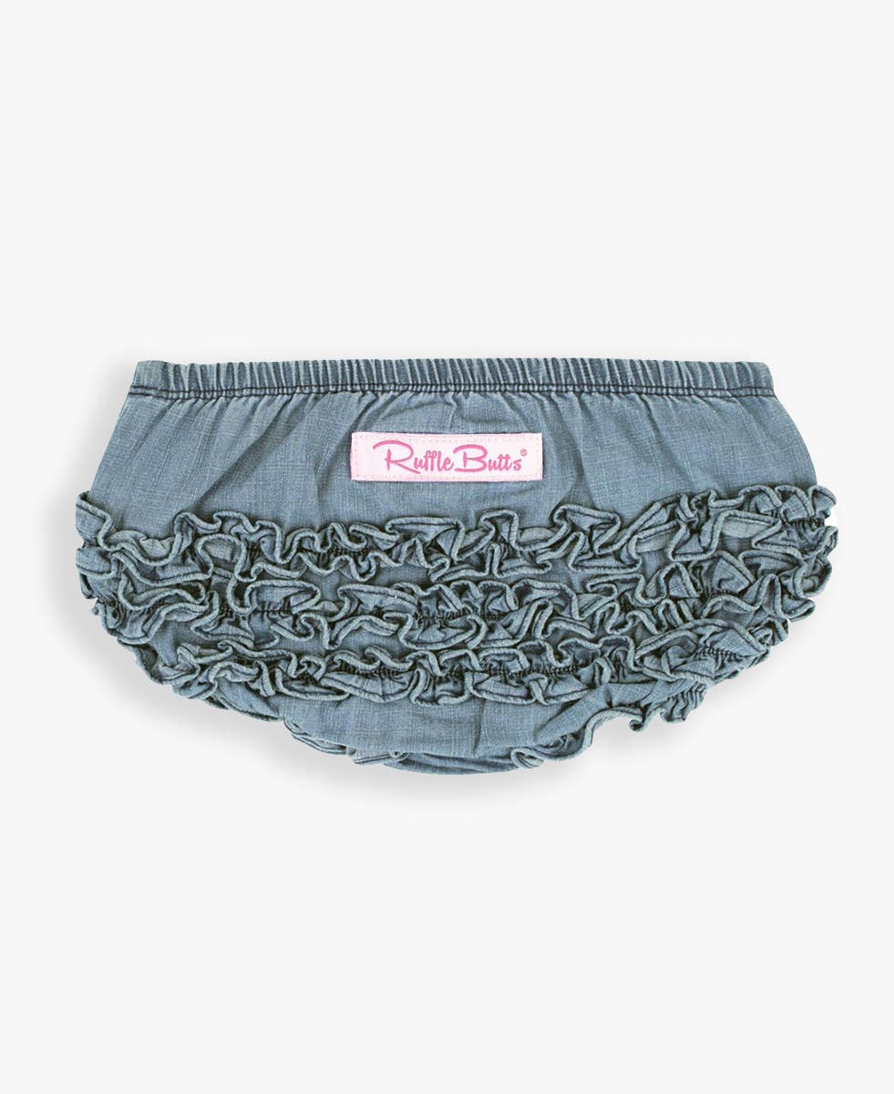 Baby Girls Light Wash Woven RuffleButt Bloomer