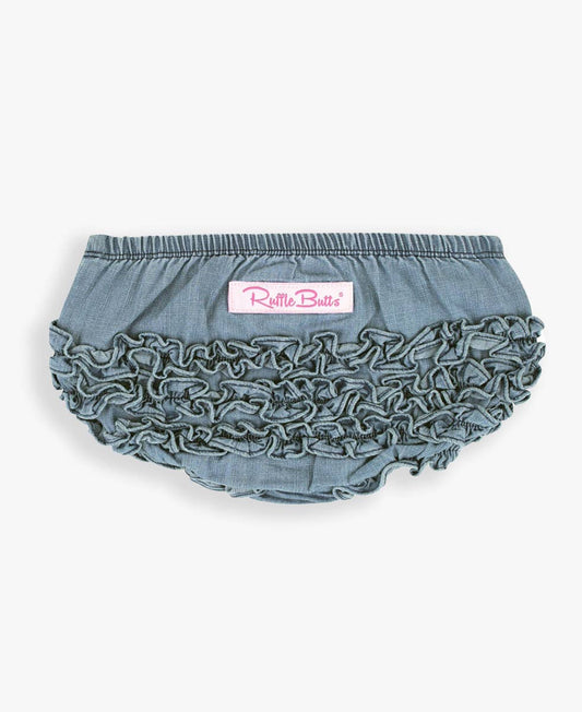 Baby Girls Light Wash Woven RuffleButt Bloomer