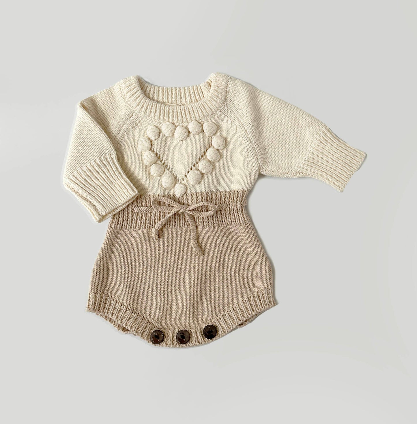 Cream Heart Romper Set