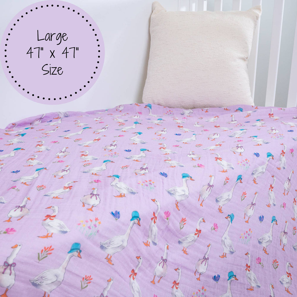 Baby Muslin Swaddle Blanket 47x47 Cute Goose