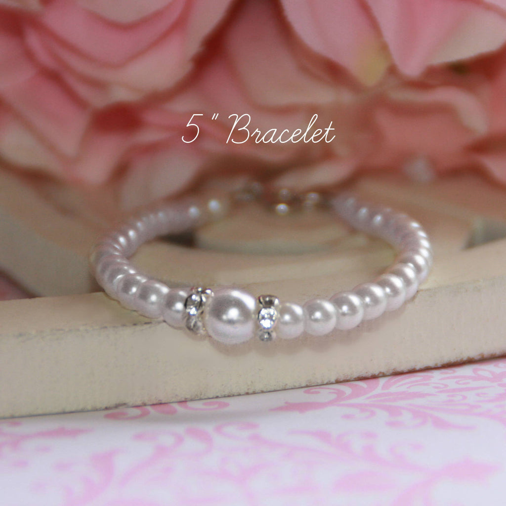 Graduated Pearl Bracelet with Crystal Accents CJ-117-5