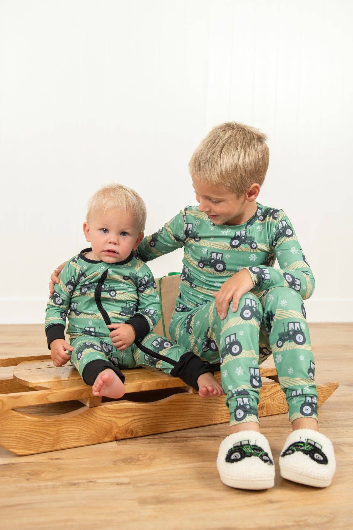 Green Tractor Christmas Baby Zippy