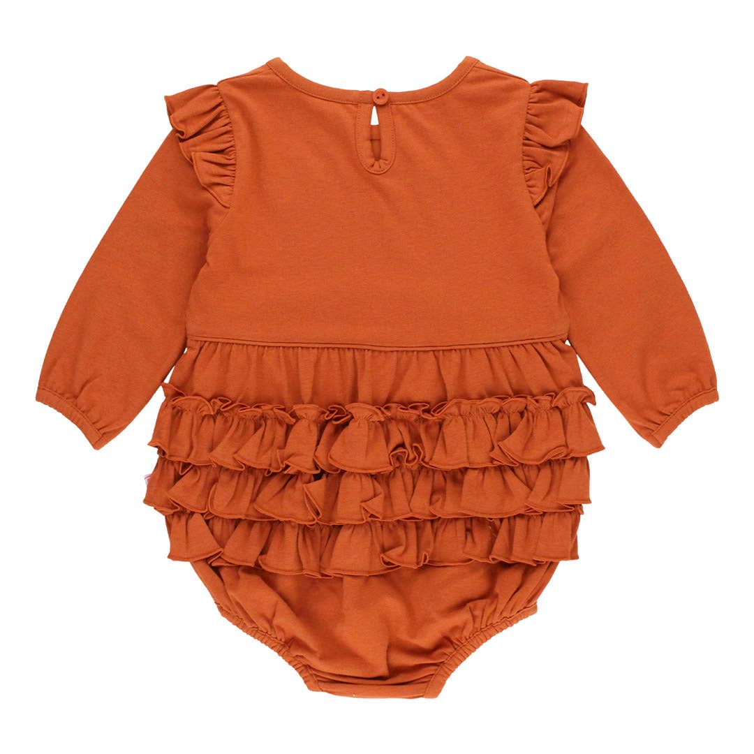 Baby Girls Rust Knit Long Sleeve Flutter Bubble Romper