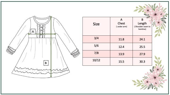 Kids Long Sleeve Dark Teal Ruffle Button Fall Winter Dress