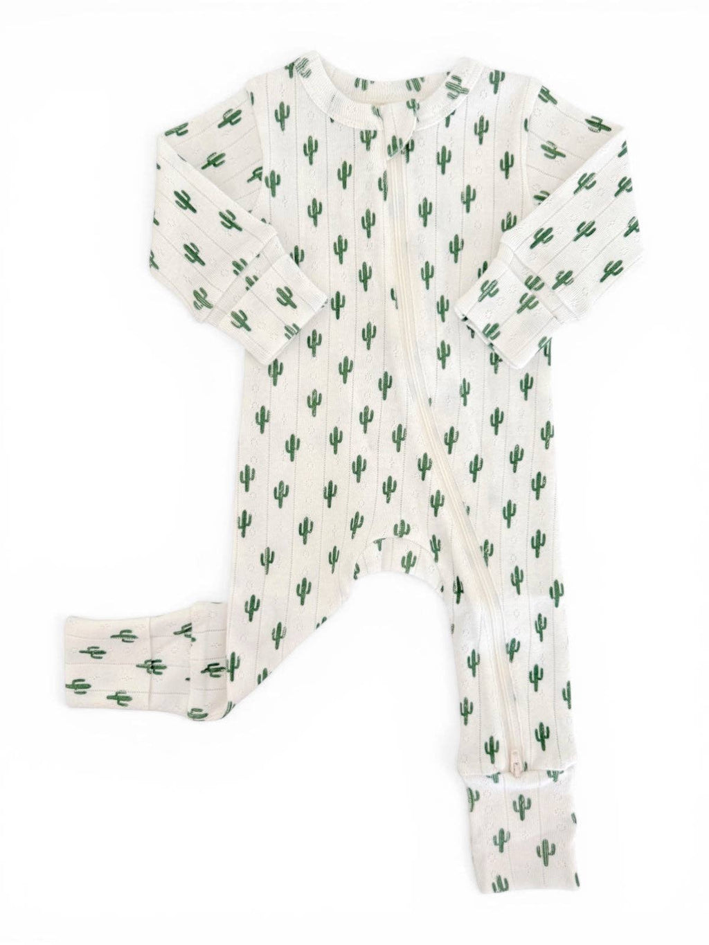Cactus / Organic Pointelle 2-Way Zip Romper