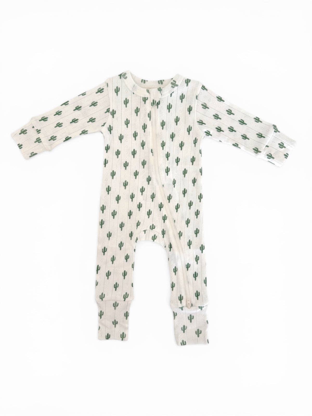 Cactus / Organic Pointelle 2-Way Zip Romper