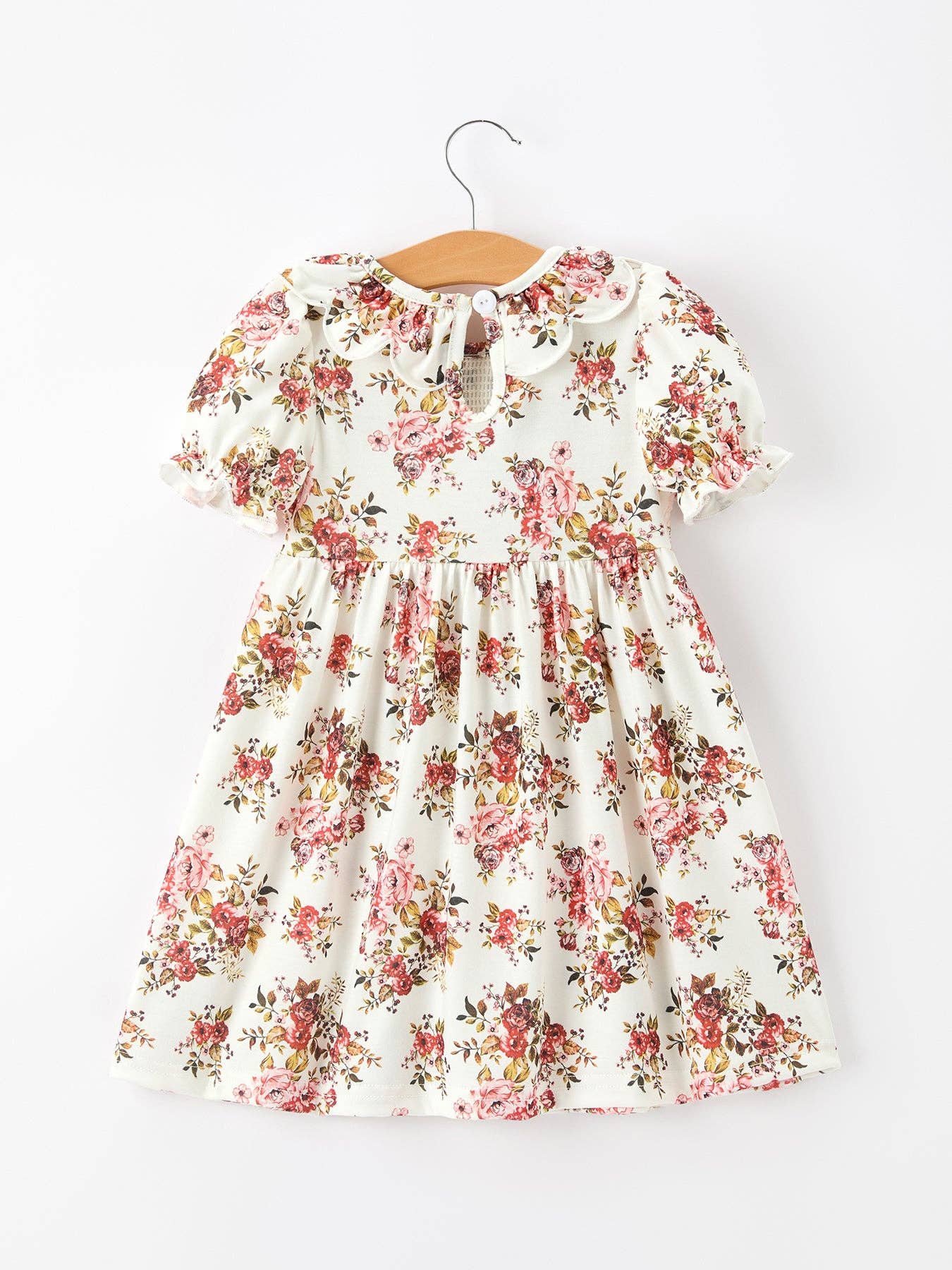 Fall Garden Girls Dress Smocked Petal Collar Bow