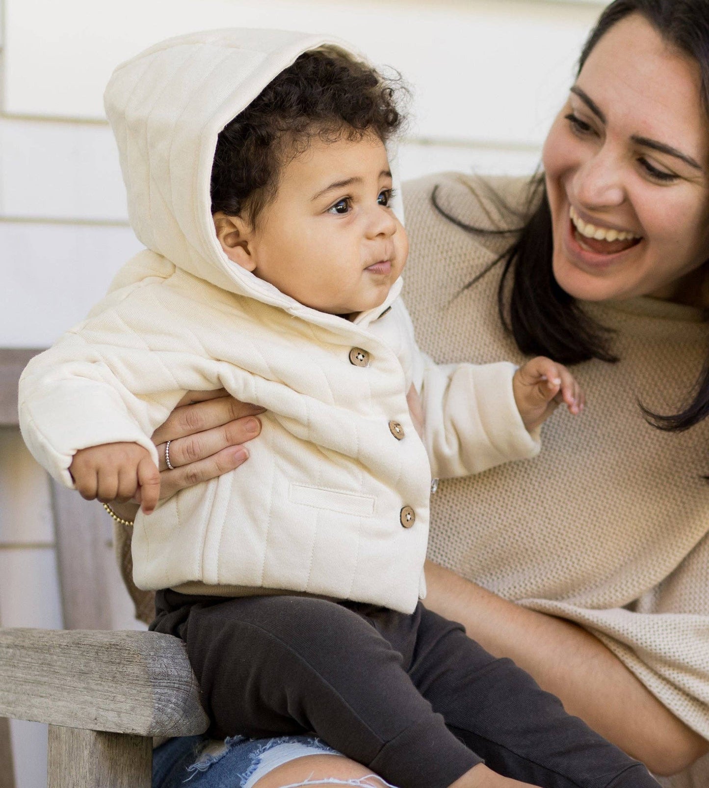 Organic Cotton Quilted Jacket - Oat