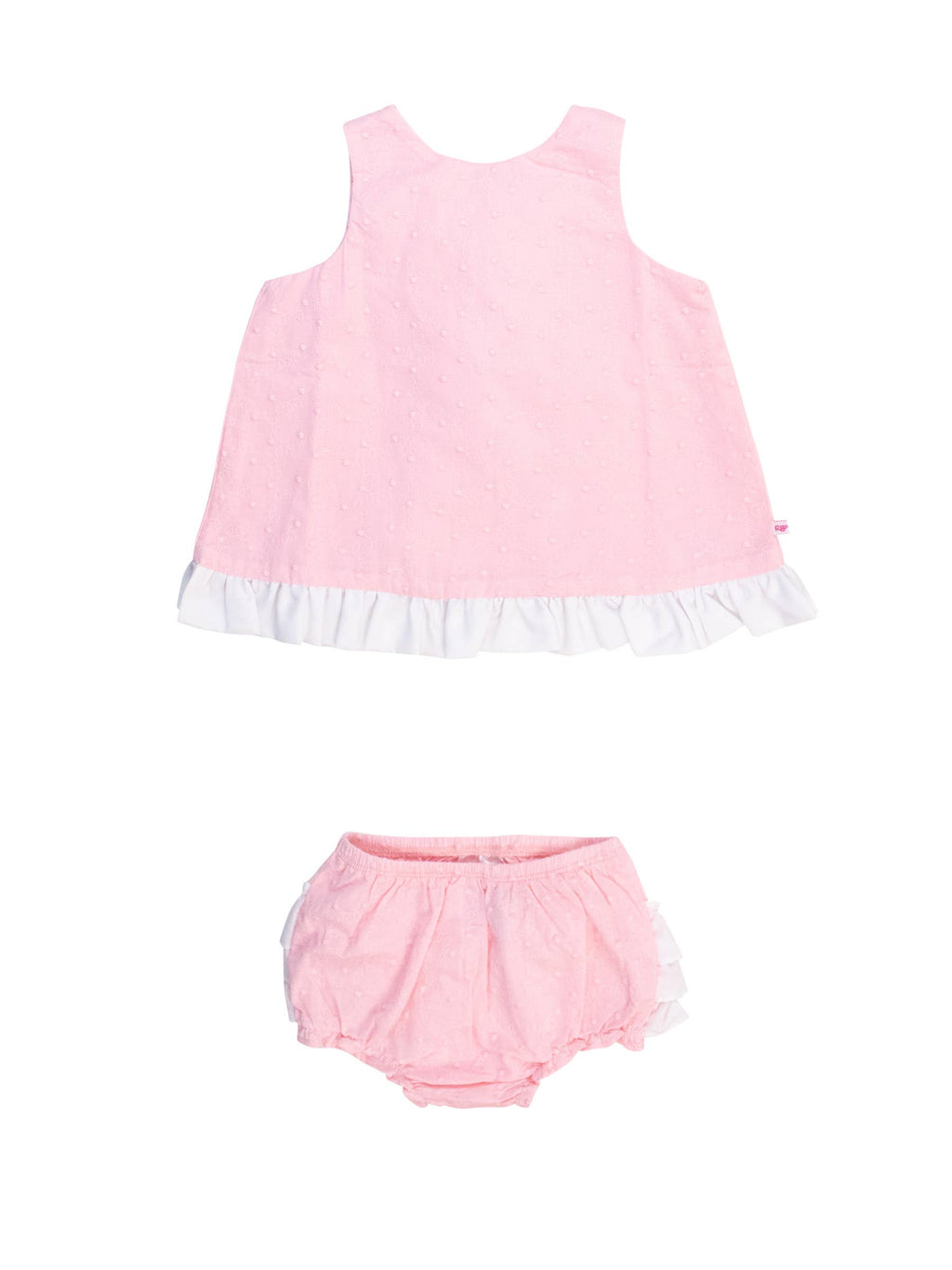 Baby Girls Pink & White Swiss Dot Swing Top & Bloomer Set