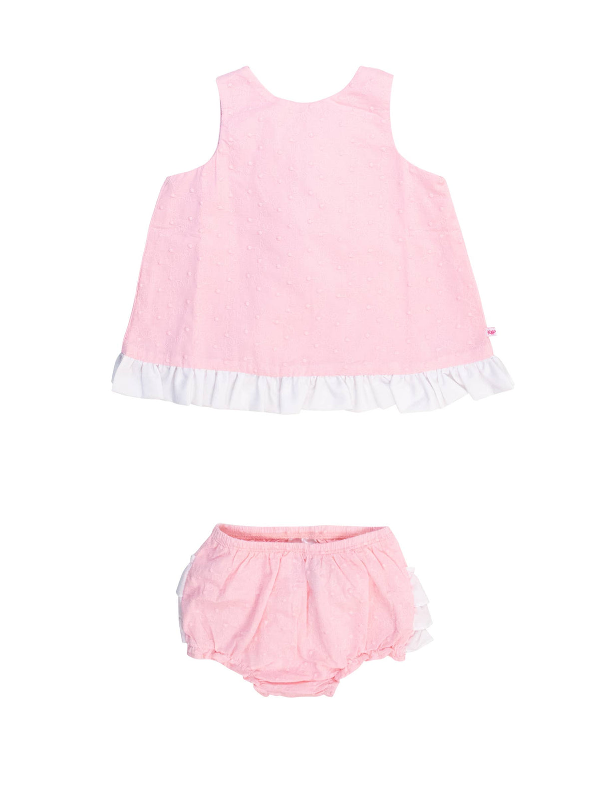 Baby Girls Pink & White Swiss Dot Swing Top & Bloomer Set
