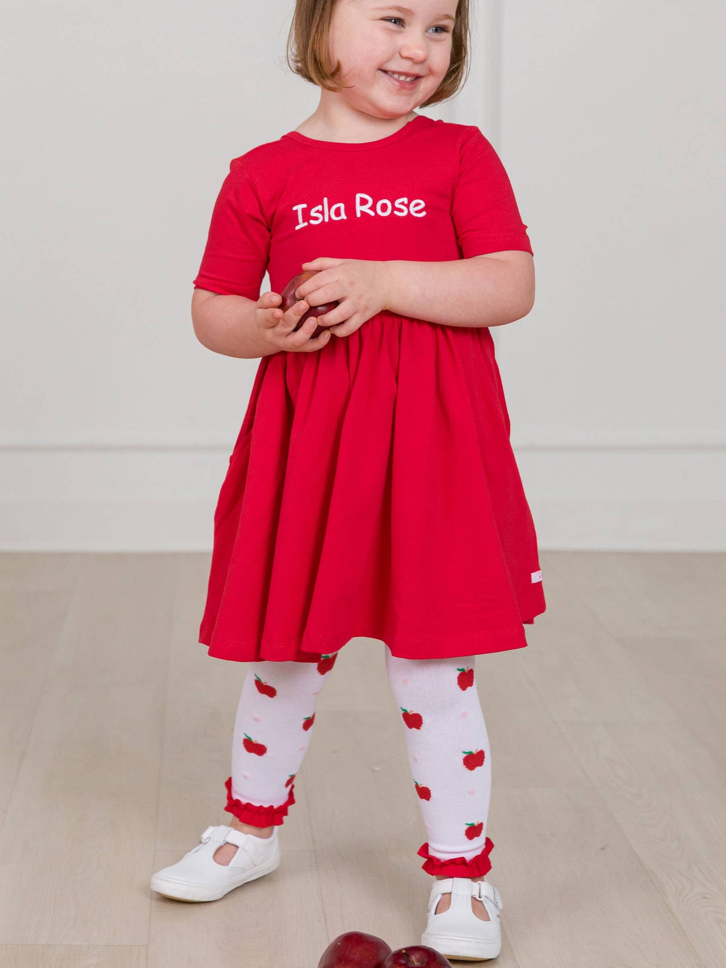 Girls Apple Orchard Patterned Footless Ruffle Tights