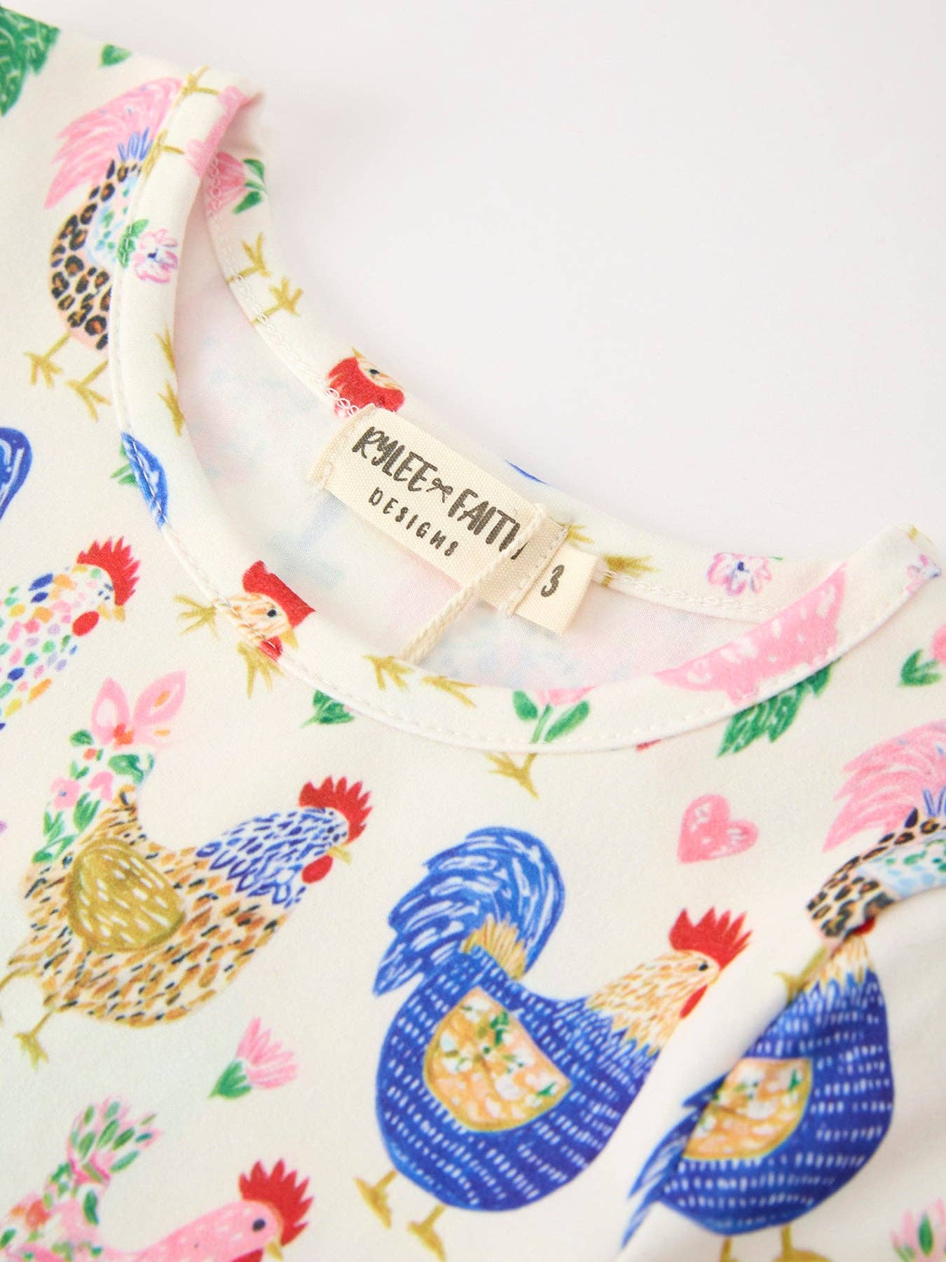 Fall Farm Chicken Print Girls Ruffle Hem Twirl Dress