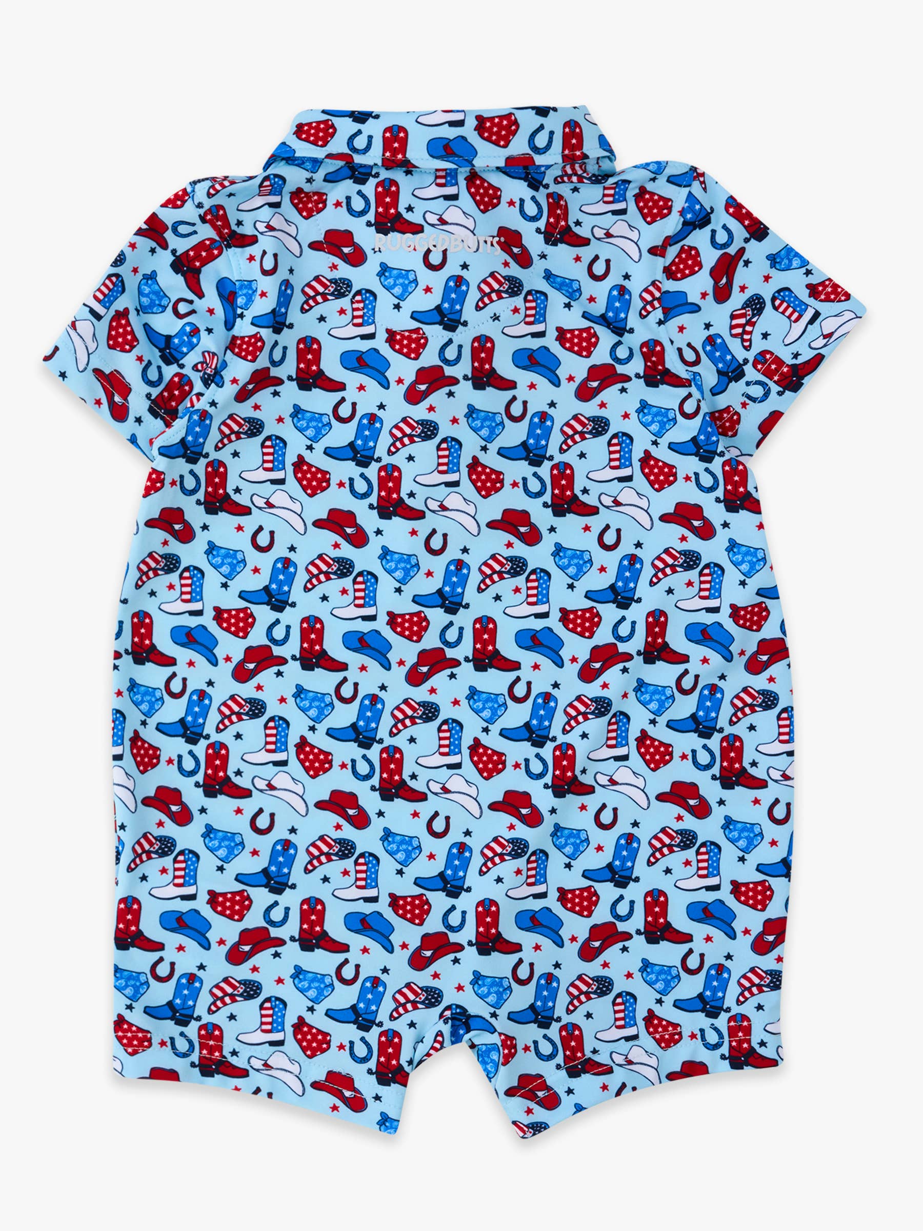Baby Boys Blue Stars & Spurs Performance Polo Romper