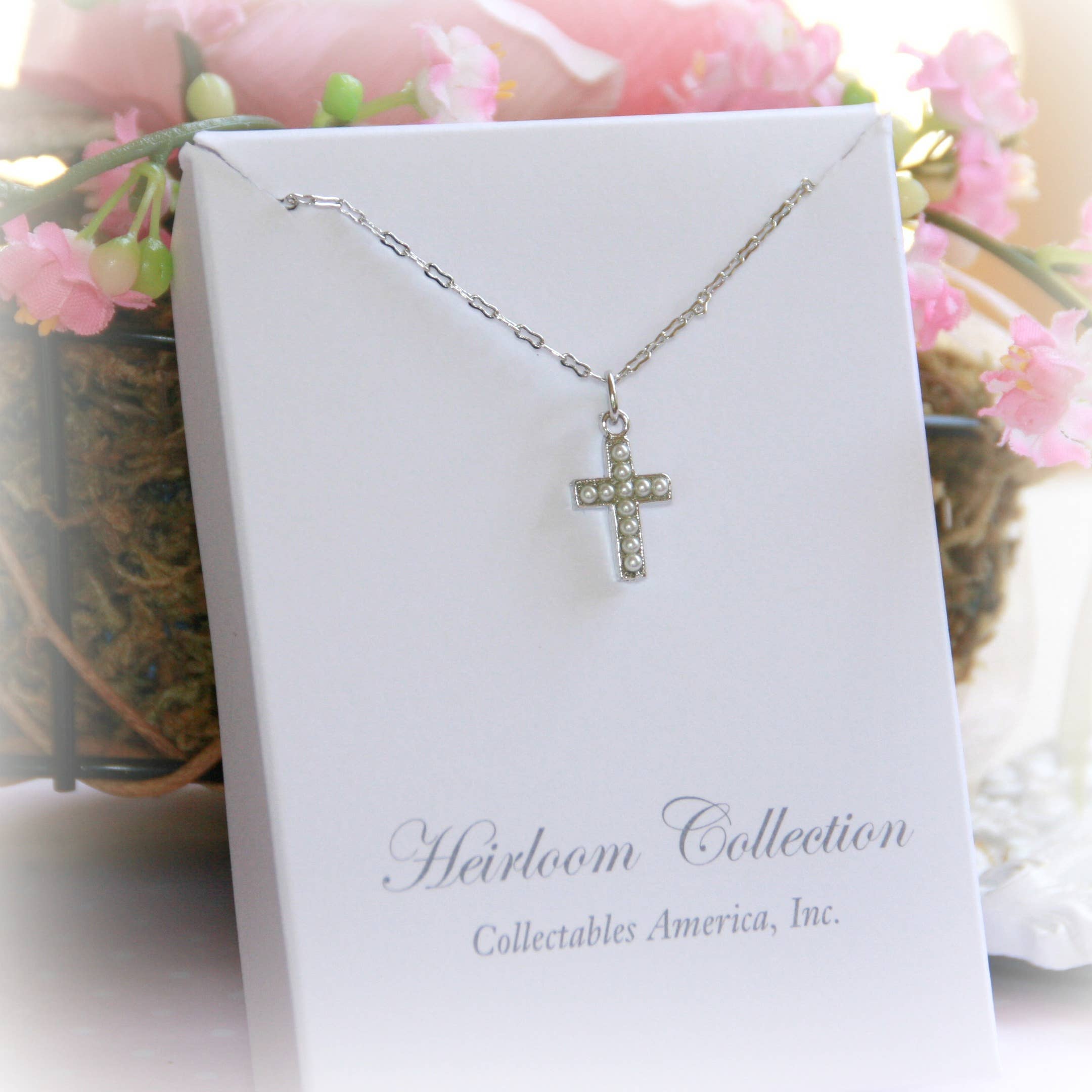 Seed Pearl Timeless Cross Necklace for All Ages  RH-18