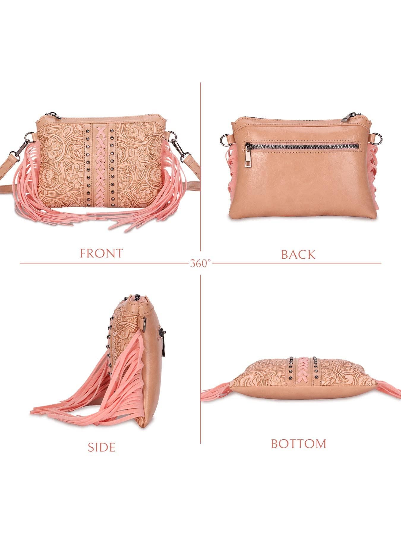 Pink Fringe Western Crossbody Bag