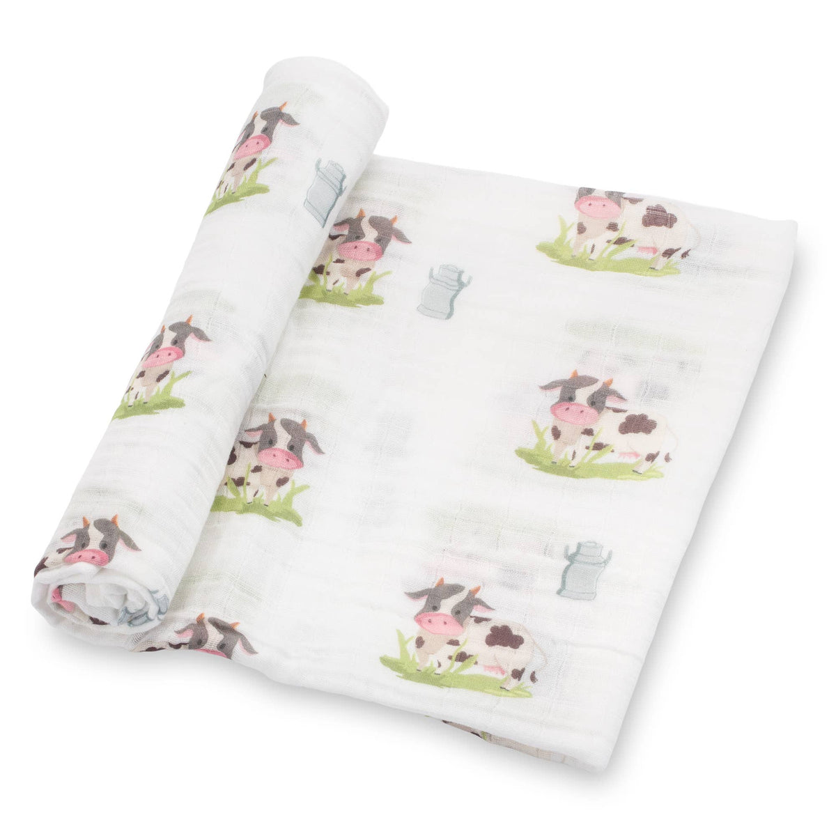 Baby Muslin Swaddle Blanket 47x47 Moo Moo Here