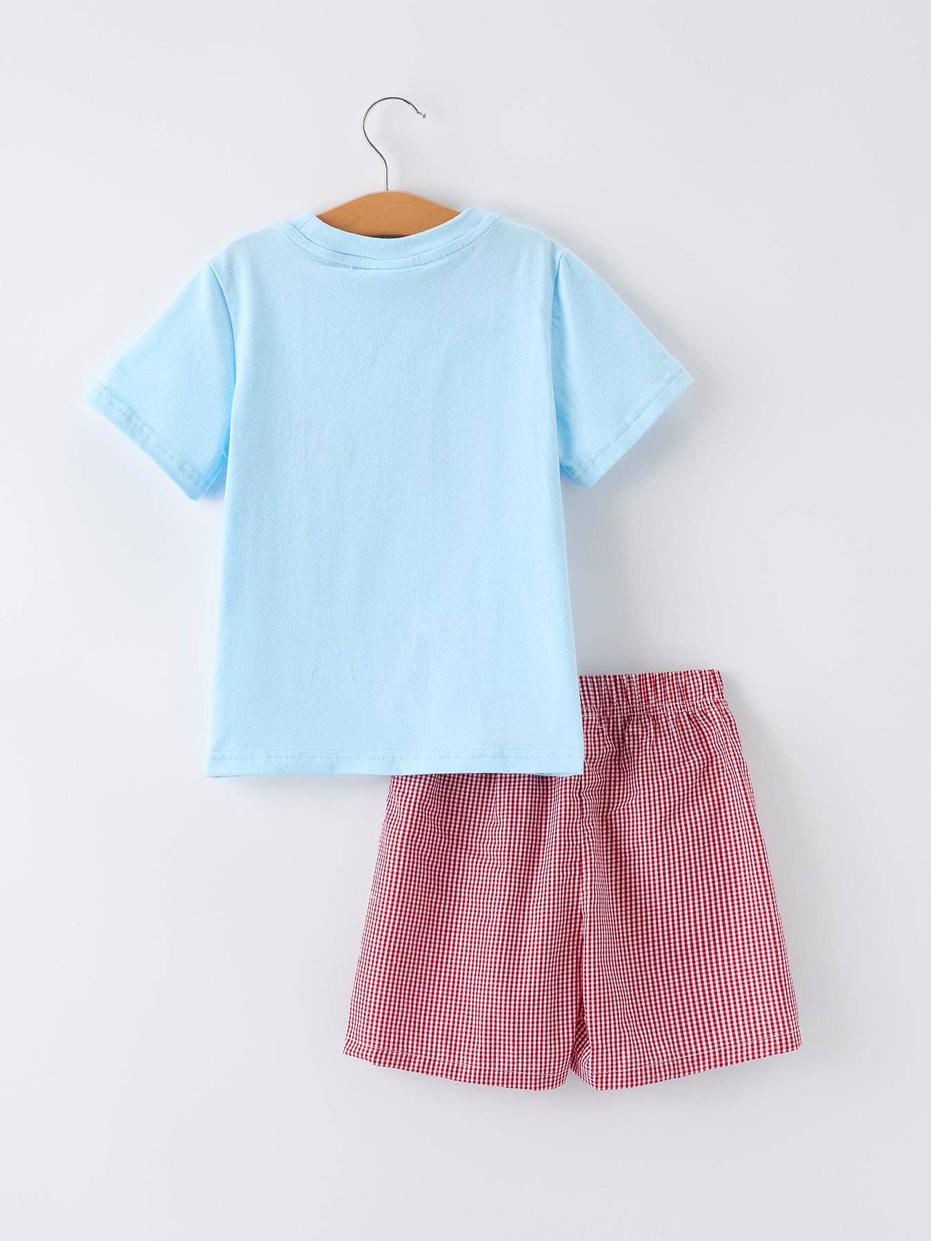 Crab Applique Boy Top And Plaid Shorts Set
