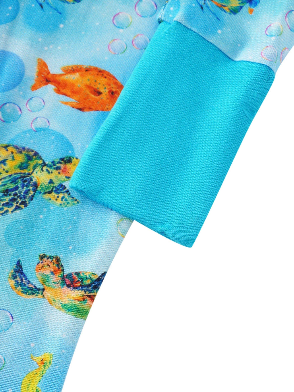 PoshTOT Sea Turtle Bamboo Baby Convertible Zippy Romper