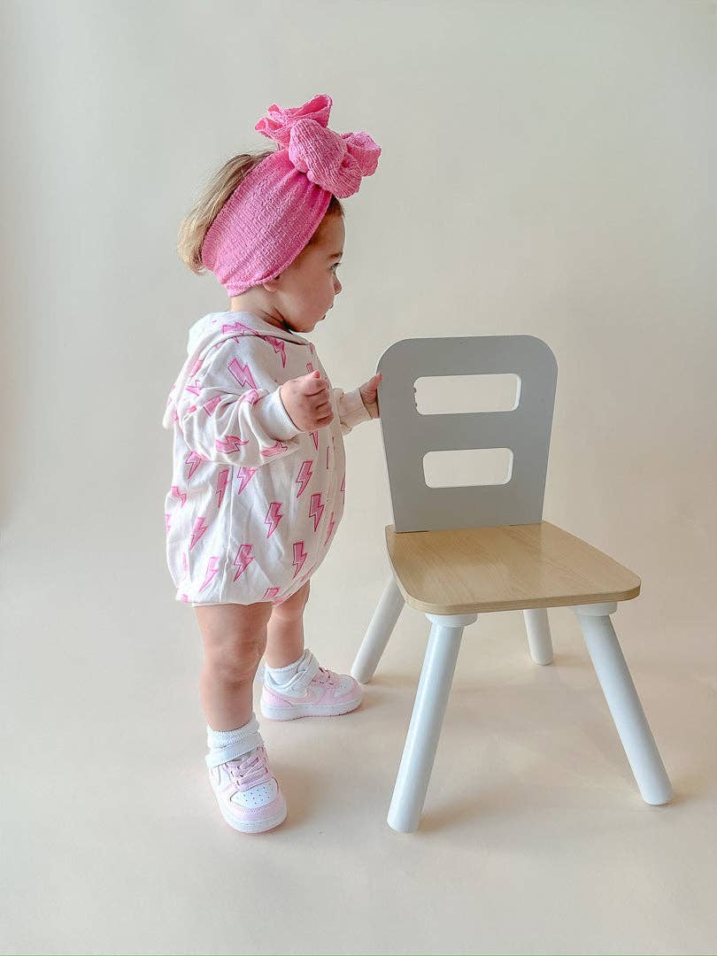 Hooded Bubble Romper | Pink Bolts