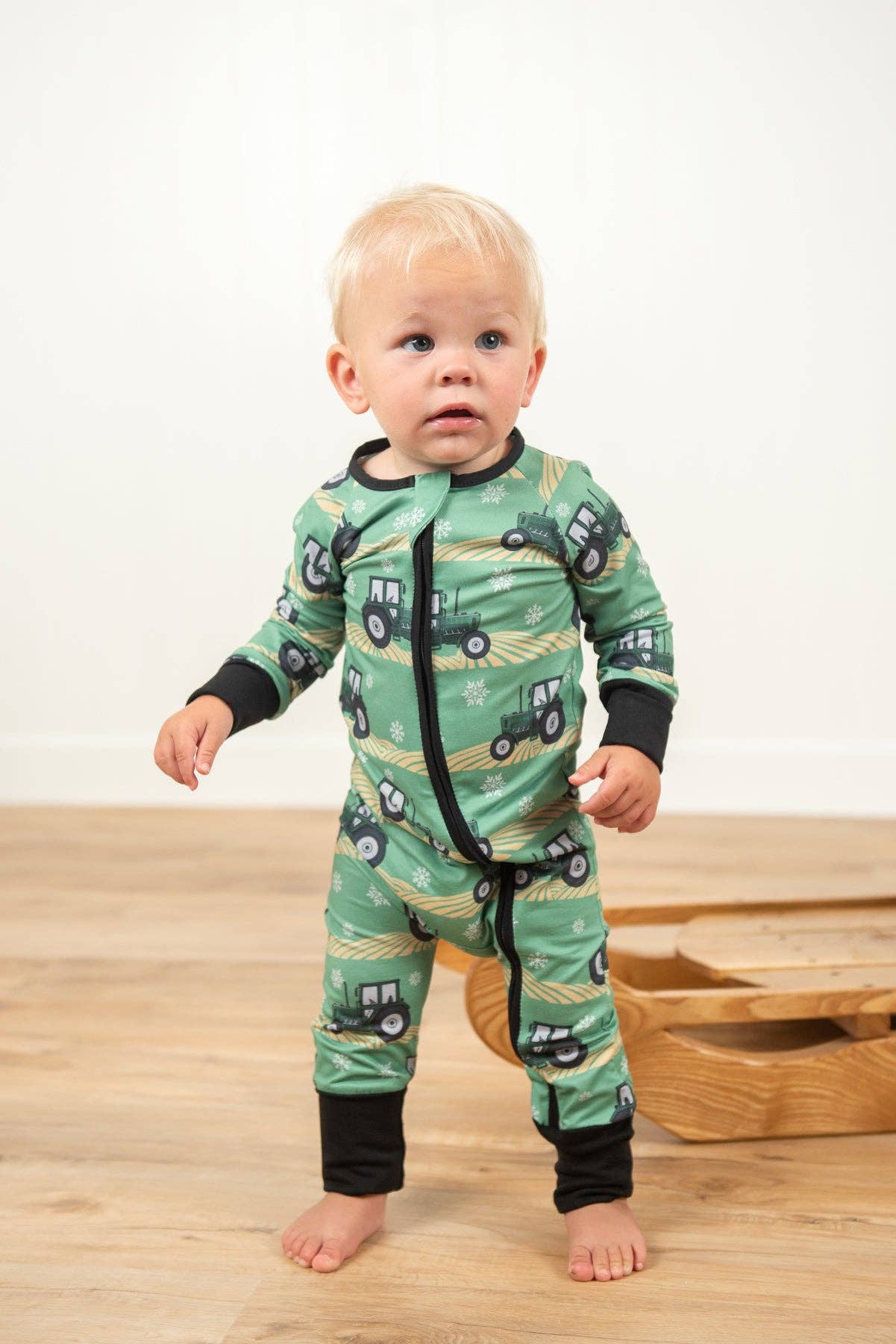 Green Tractor Christmas Baby Zippy