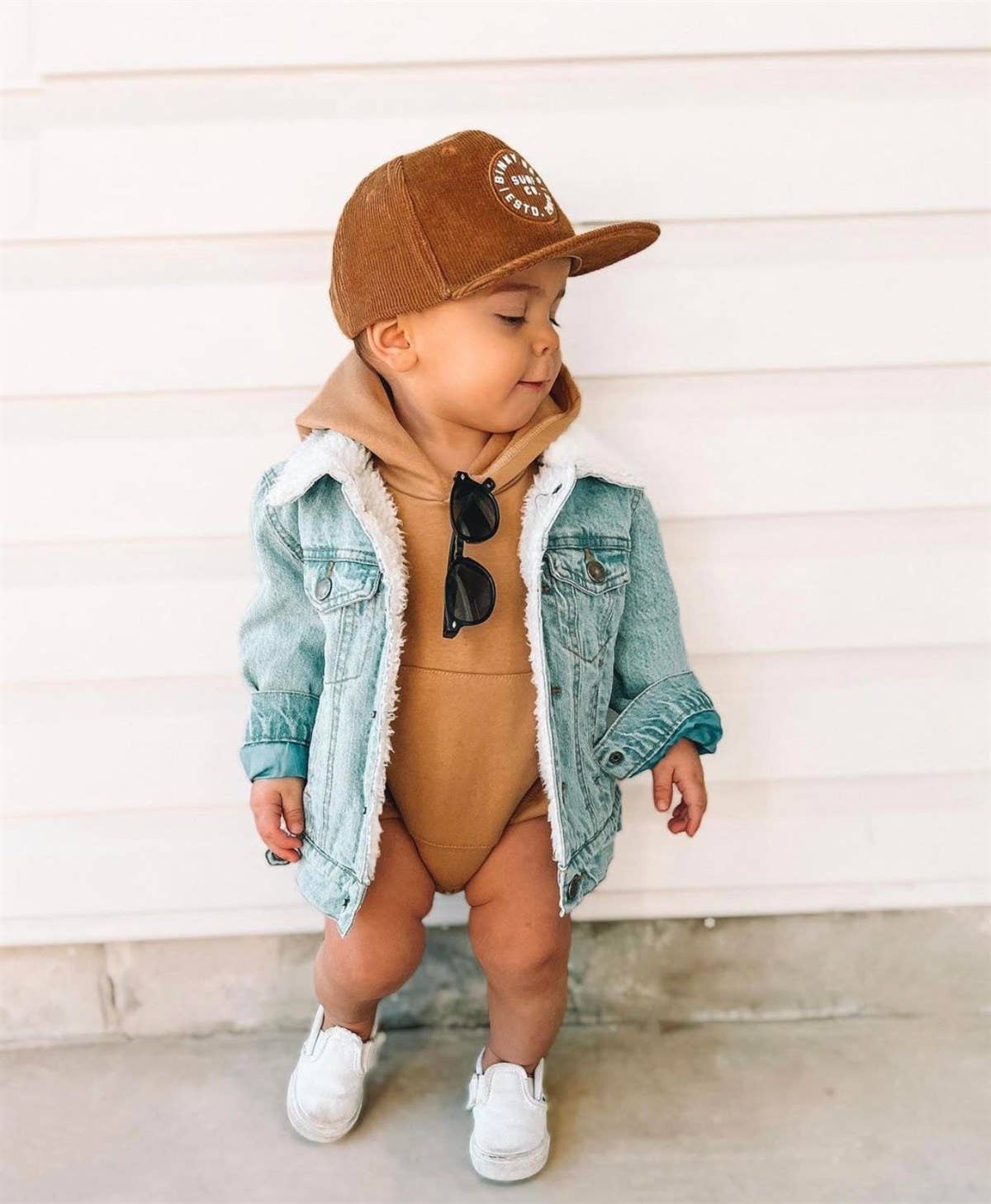 CLEARANCE Boys Bubble Romper Hooded Pocket - Solid Caramel