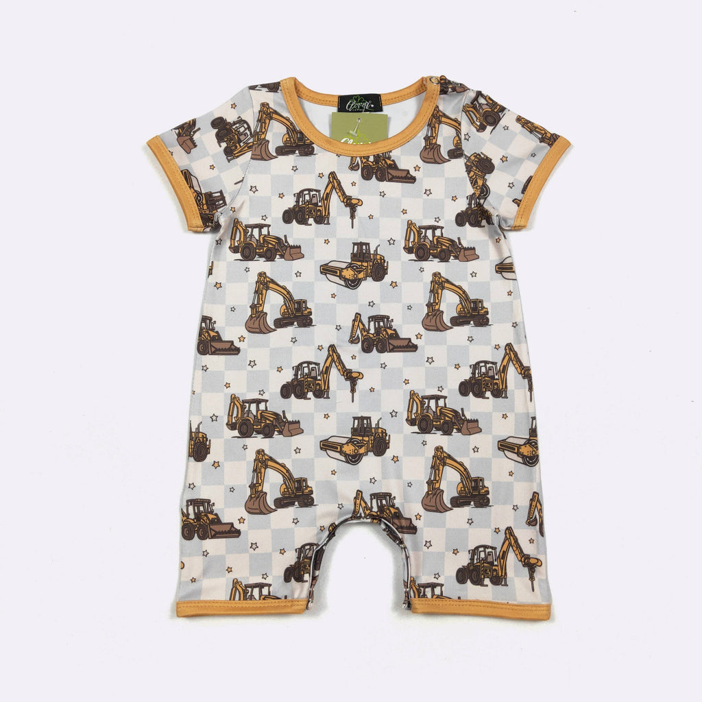 Construction Check Boy Romper