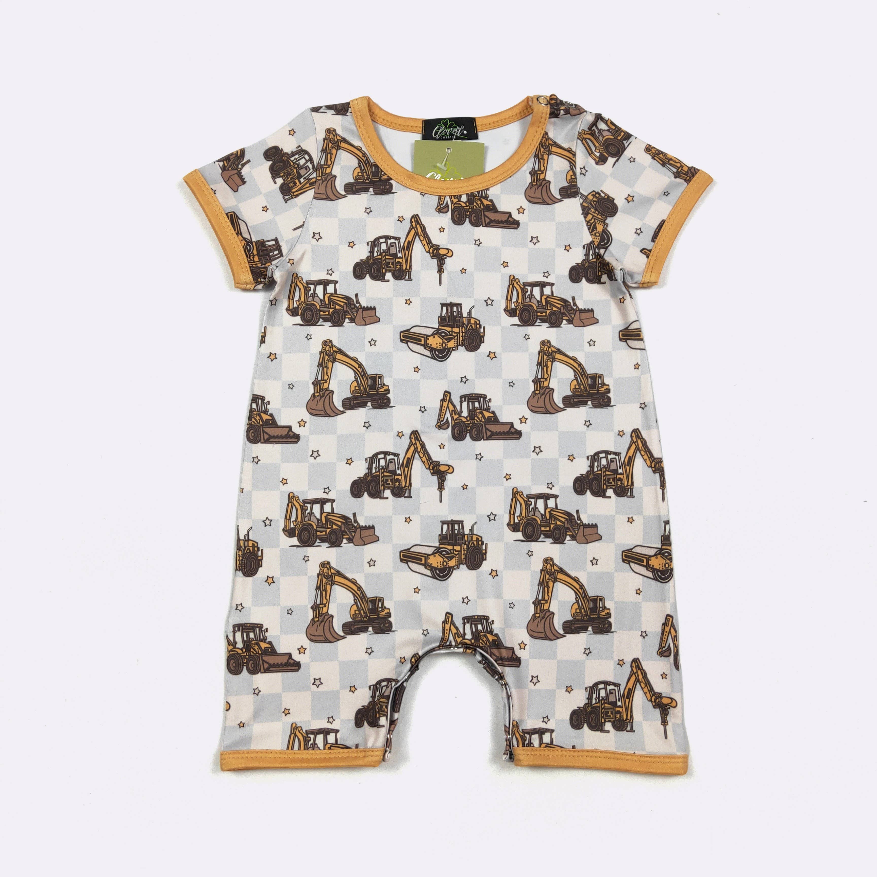 Construction Check Boy Romper