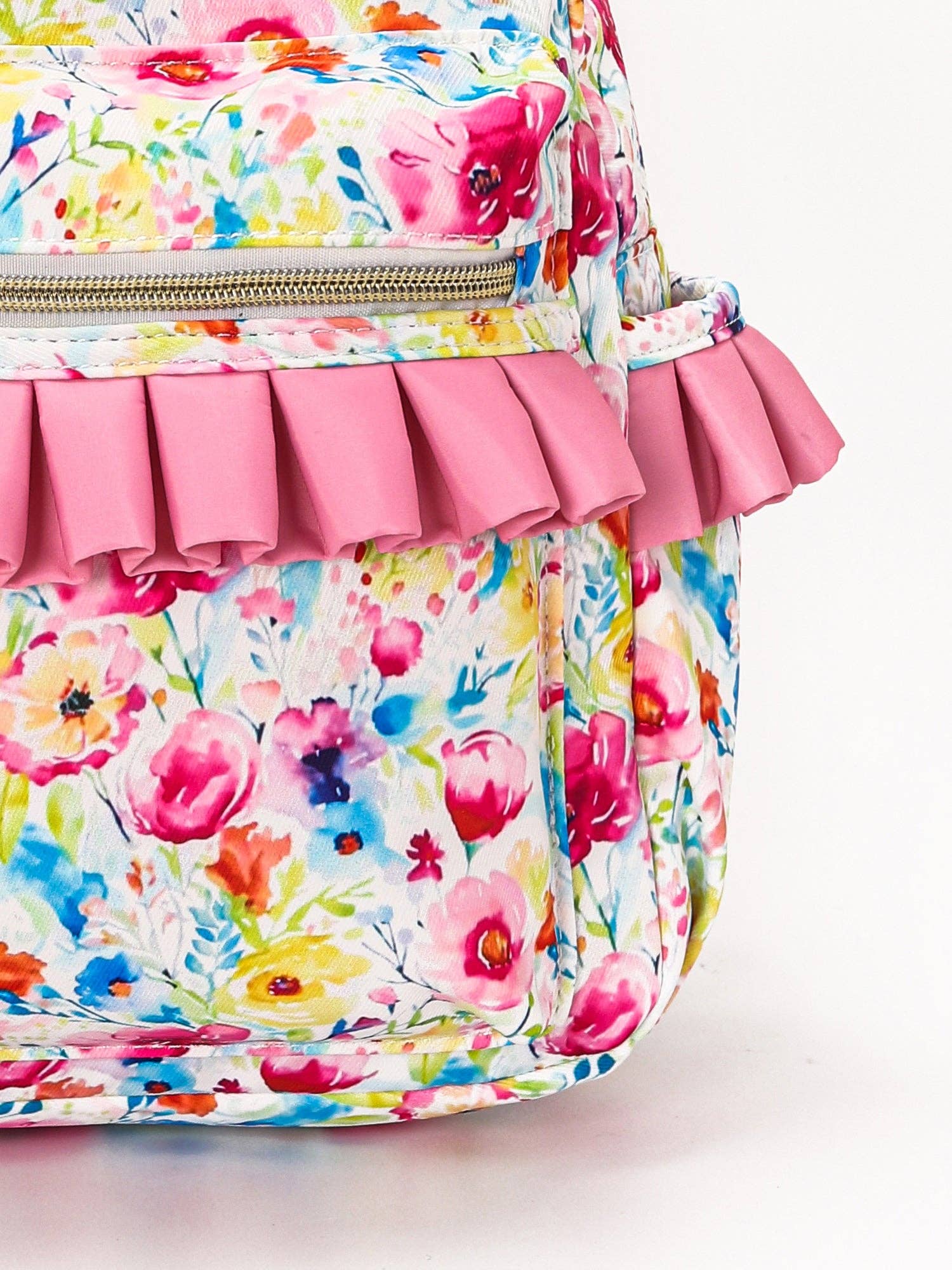 Pink Flower Kids Girls Ruffle Backpack