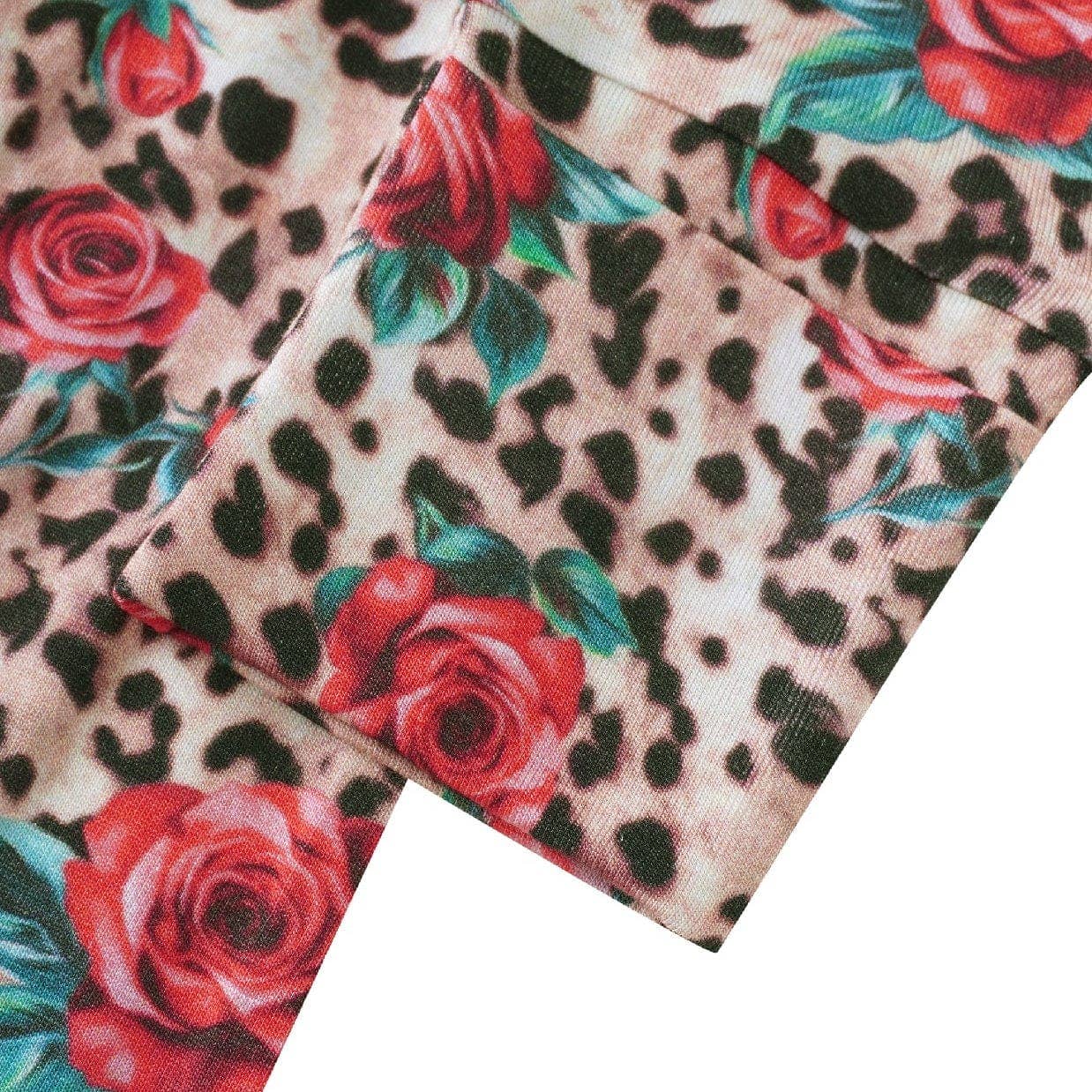 PoshTOT Leopard Rose Bamboo Baby Convertible Zippy Romper