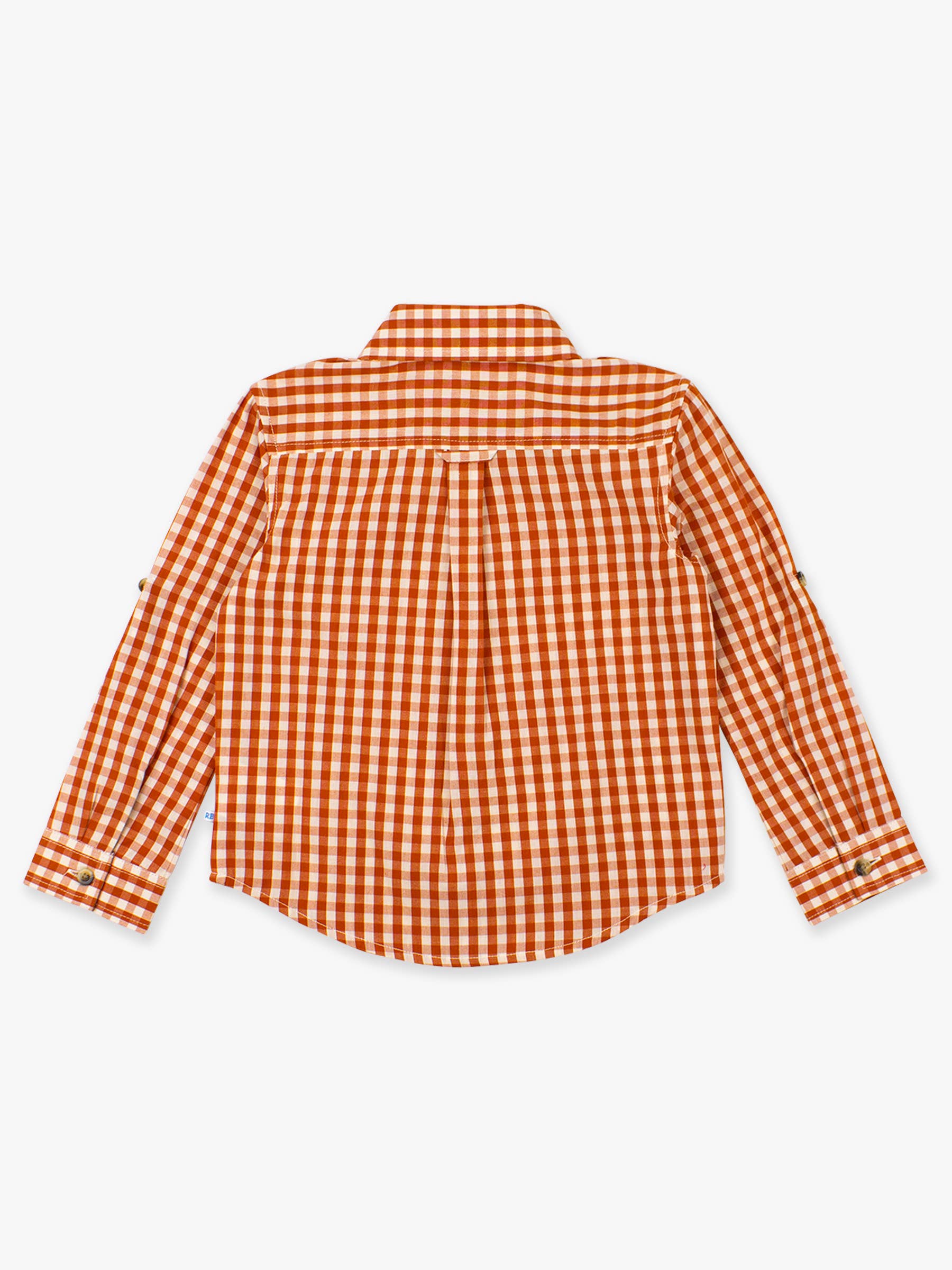 Boys Classic Rust Gingham Long Sleeve Button Down Shirt
