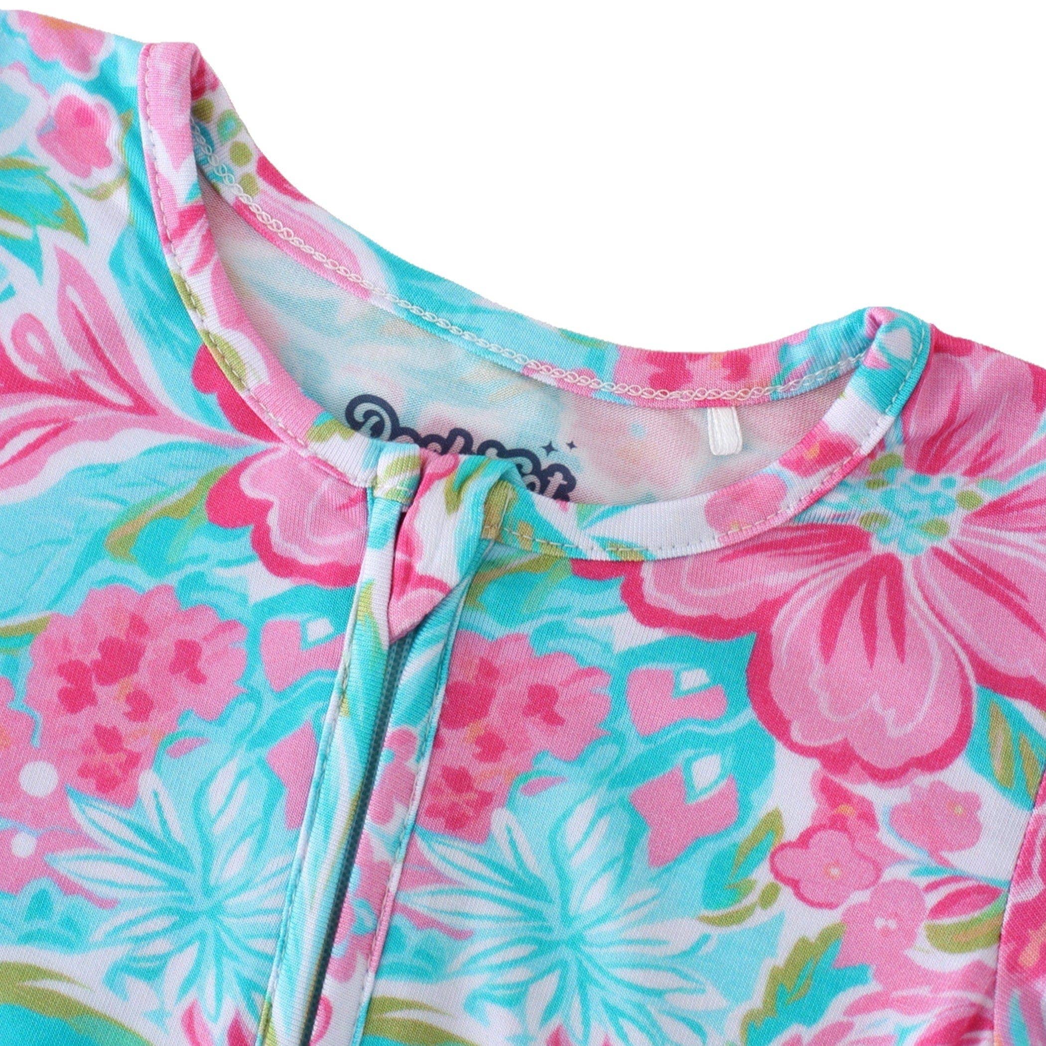 PoshTOT Summer Floral Bamboo Baby Convertible Zippy Romper
