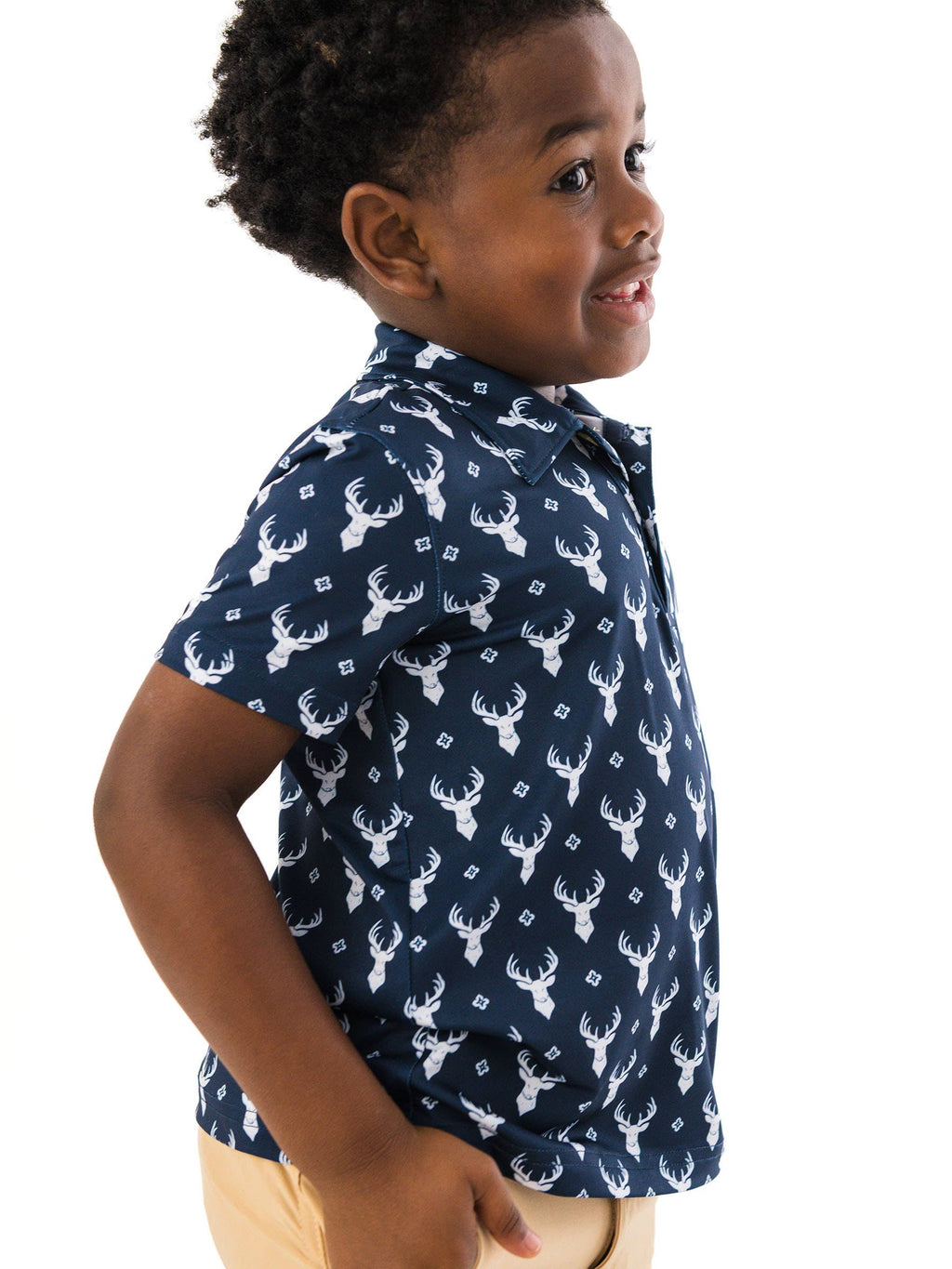 Boys Little Deer Lodge Knit Short Sleeve Performance Polo