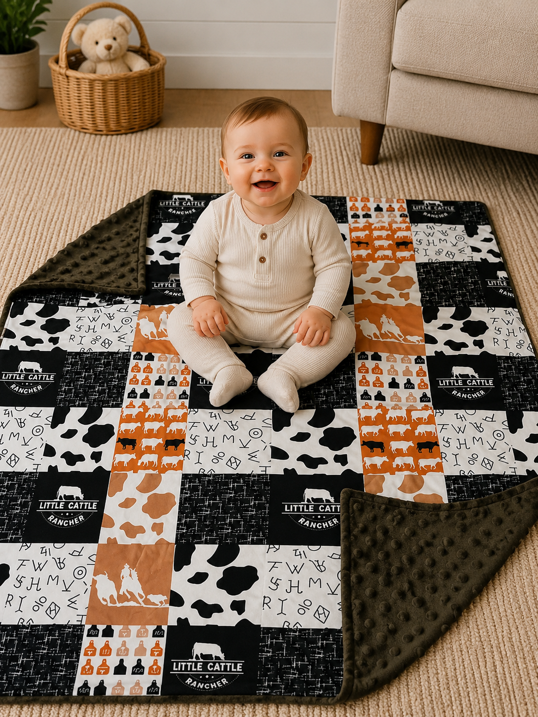 Little Cattle Rancher Milk Silk + Minky Blanket