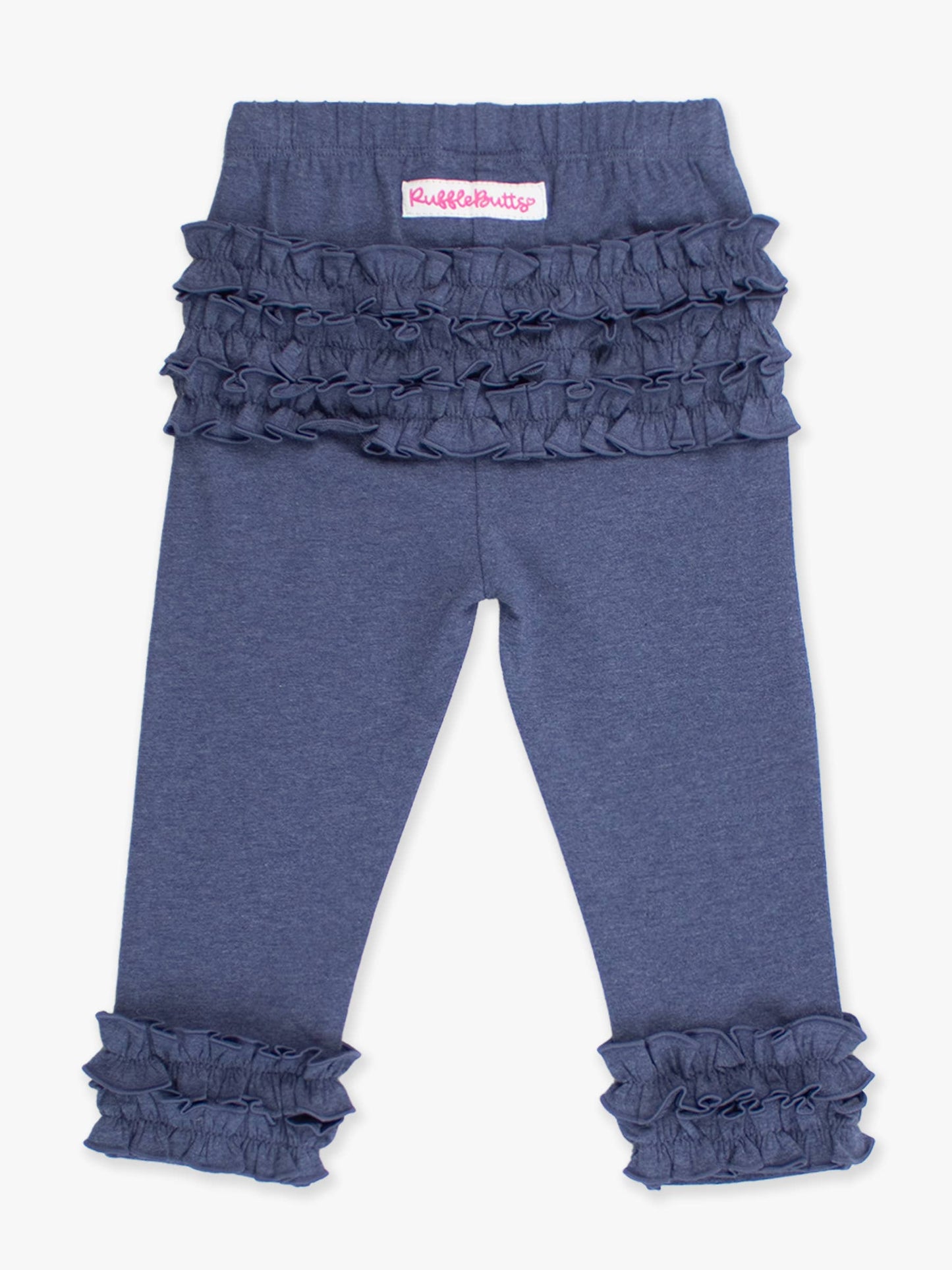 Toddler Girls Faux Denim Classic Ruffle Leggings with Signature Rear Ruffles