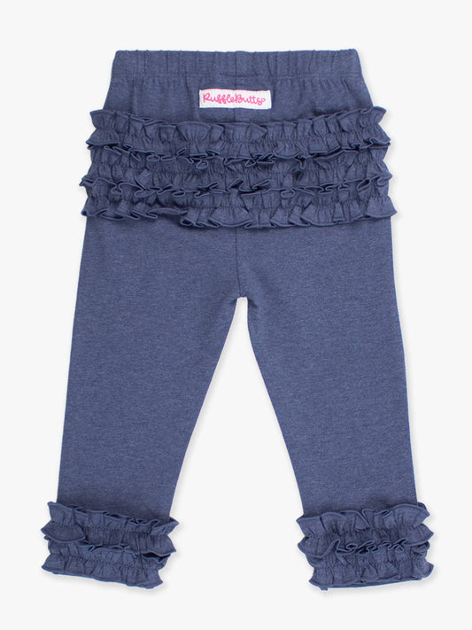 Toddler Girls Faux Denim Classic Ruffle Leggings with Signature Rear Ruffles