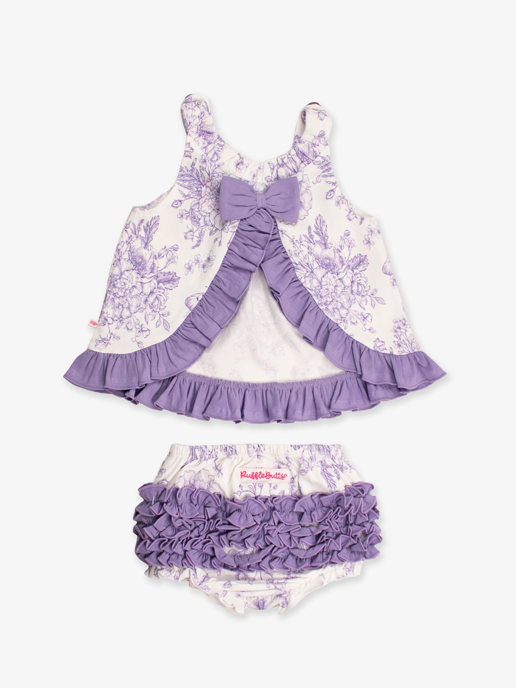 Baby Girls Wisteria Purple Butterfly Garden Toile Knit Swing Top & Bloomer Set